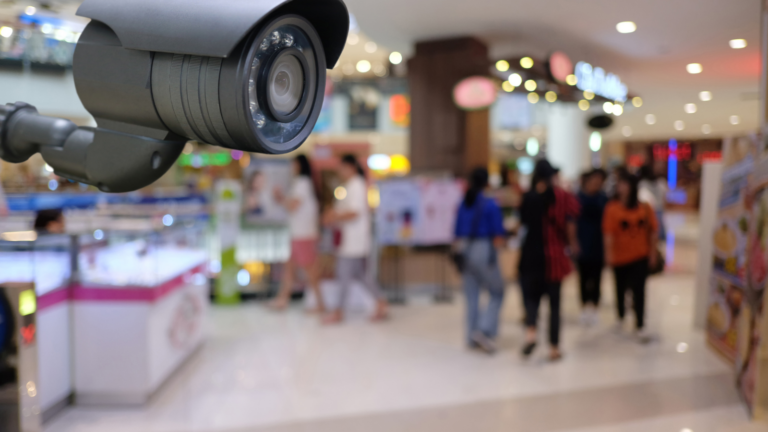 Remote video surveillance on a mall